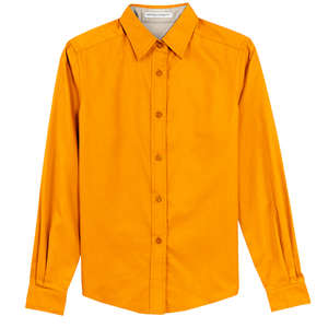 Port Authority Ladies Long Sleeve Easy Care Shirt - Dark/All Gold, Athletic/Stone