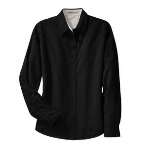 Port Authority Ladies Long Sleeve Easy Care Shirt - Dark/All Black/Stone