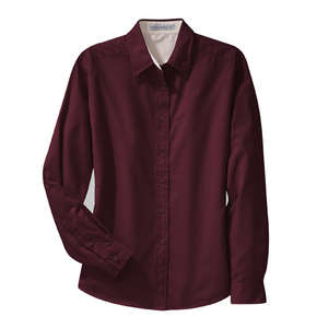 Port Authority Ladies Long Sleeve Easy Care Shirt - Dark/All Burgundy/Stone