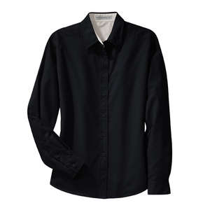 Port Authority Ladies Long Sleeve Easy Care Shirt - Dark/All Blue, Navy/Stone