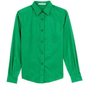 Port Authority Ladies Long Sleeve Easy Care Shirt - Dark/All Green, Court
