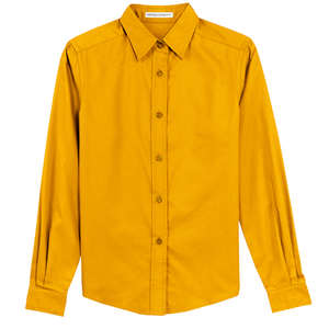 Port Authority Ladies Long Sleeve Easy Care Shirt - Dark/All Gold