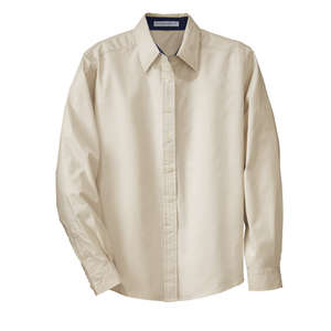 Port Authority Ladies Long Sleeve Easy Care Shirt - Dark/All Stone/Blue, Navy