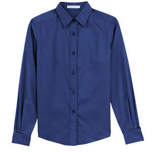 Port Authority Ladies Long Sleeve Easy Care Shirt - Dark/All Blue, Mediterranean