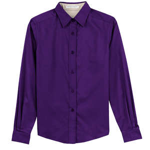 Port Authority Ladies Long Sleeve Easy Care Shirt - Dark/All Purple/Stone