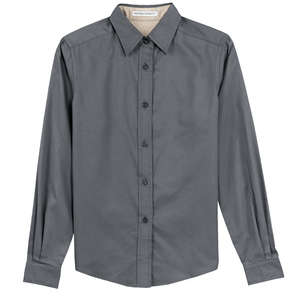 Port Authority Ladies Long Sleeve Easy Care Shirt - Dark/All Gray, Steel/Stone
