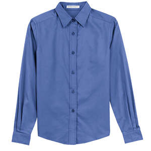 Port Authority Ladies Long Sleeve Easy Care Shirt - Dark/All Blue, Ultramarine