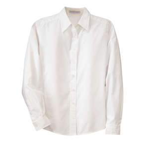 Port Authority Ladies Long Sleeve Easy Care Shirt - Dark/All White/Stone