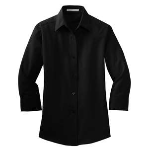 Port Authority Ladies 3/4-Sleeve Easy Care Shirt - Dark/All Black