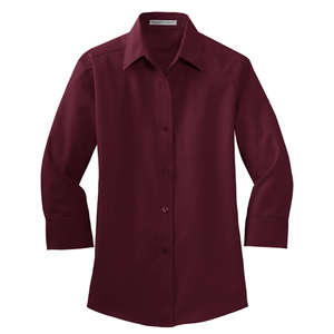 Port Authority Ladies 3/4-Sleeve Easy Care Shirt - Dark/All Burgundy