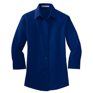 Port Authority Ladies 3/4-Sleeve Easy Care Shirt - Dark/All Blue, Mediterranean