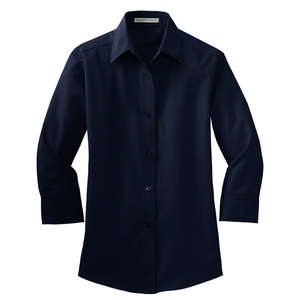 Port Authority Ladies 3/4-Sleeve Easy Care Shirt - Dark/All Blue, Navy