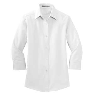 Port Authority Ladies 3/4-Sleeve Easy Care Shirt - Dark/All White