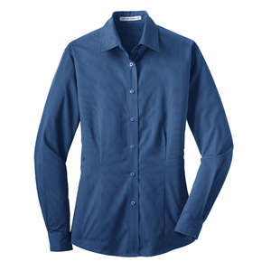 Port Authority Ladies Tonal Pattern Easy Care Shirt - Dark/All Blue