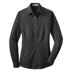 Port Authority Ladies Tonal Pattern Easy Care Shirt - Dark/All Charcoal
