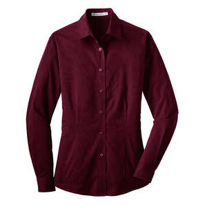 Port Authority Ladies Tonal Pattern Easy Care Shirt - Dark/All Maroon
