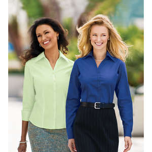 Port Authority Ladies 3/4-Sleeve Open Neck Blouse - Dark/All