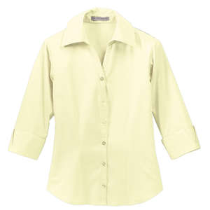 Port Authority Ladies 3/4-Sleeve Open Neck Blouse - Dark/All Yellow, Pale
