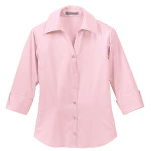Port Authority Ladies 3/4-Sleeve Open Neck Blouse - Dark/All Pink, Pale