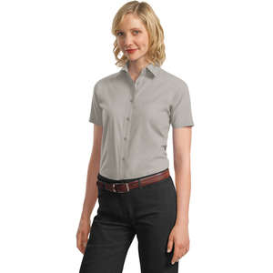 Port Authority Ladies Short Sleeve Value Poplin Shirt - Dark/All