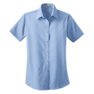 Port Authority Ladies Short Sleeve Value Poplin Shirt - Dark/All Blue, Light