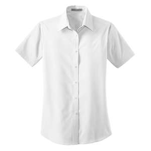 Port Authority Ladies Short Sleeve Value Poplin Shirt - Dark/All White