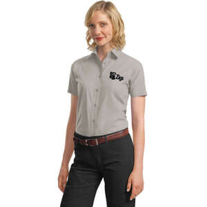 Custom Promotional Port Authority Ladies Short Sleeve Value Poplin Shirt - Dark/All