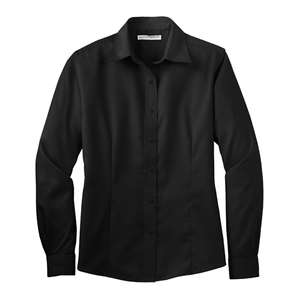 Port Authority Ladies Long Sleeve Non-Iron Twill Shirt - Dark/All Black