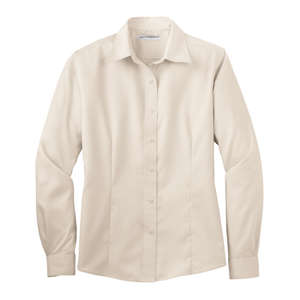 Port Authority Ladies Long Sleeve Non-Iron Twill Shirt - Dark/All Stone, Light