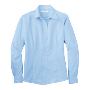 Port Authority Ladies Long Sleeve Non-Iron Twill Shirt - Dark/All Blue, Sky
