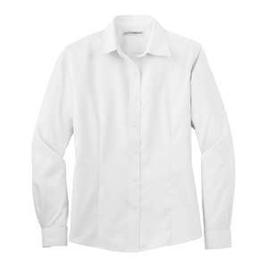 Port Authority Ladies Long Sleeve Non-Iron Twill Shirt - Dark/All White