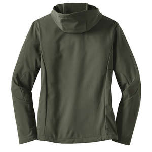 Port Authority Ladies Textured Hooded Soft Shell Jacket - Dark/All