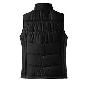 Port Authority Ladies Puffy Vest - Dark/All Black/Black