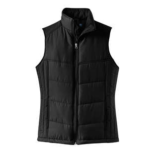Port Authority Ladies Puffy Vest - Dark/All Black/Black