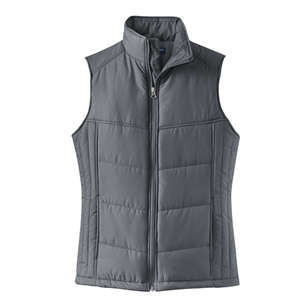 Port Authority Ladies Puffy Vest - Dark/All Slate, Dark/Black