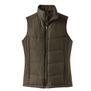 Port Authority Ladies Puffy Vest - Dark/All Espresso/Green, Foliage