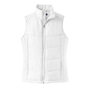 Port Authority Ladies Puffy Vest - Dark/All White/Slate