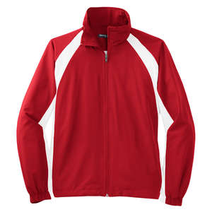 Sport-Tek 5-in-1 Performance Ladies Full-Zip Warm-Up Jacket - Dark/All Red/White