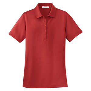 Port Authority Ladies EZCotton Pique Sport Shirt - Dark/All Red, Tomato