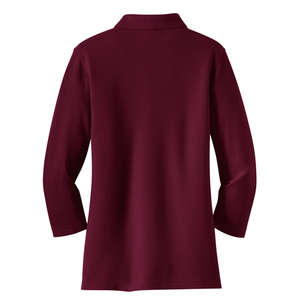 Port Authority Ladies EZCotton Pique 3/4-Sleeve Sport Shirt - Dark/All 