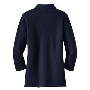 Port Authority Ladies EZCotton Pique 3/4-Sleeve Sport Shirt - Dark/All 