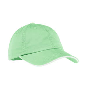 Port Authority Signature Ladies Sandwich Bill Cap with Striped Closure - Dark/All Green, Spearmint/White