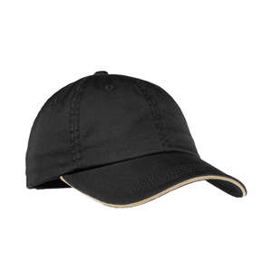 Port Authority Signature Ladies Sandwich Bill Cap with Striped Closure - Dark/All Black/Khaki