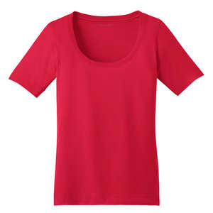 Port Authority Ladies Concept Scoop Tee - Dark/All Red, Blaze