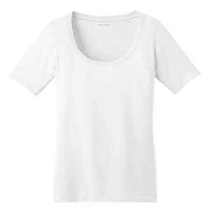 Port Authority Ladies Concept Scoop Tee - Dark/All White