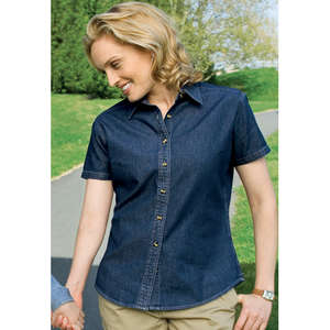 Port and Company Ladies Long Sleeve Value Denim Shirt - Dark/All
