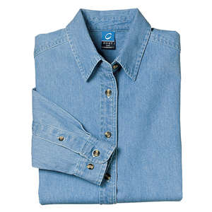 Port and Company Ladies Long Sleeve Value Denim Shirt - Dark/All