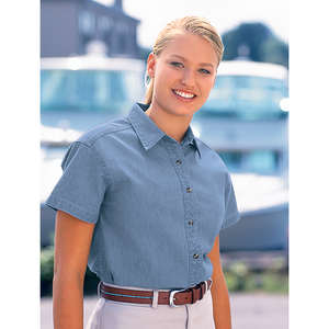 Port and Company Ladies Short Sleeve Value Denim Shirt - Dark/All 