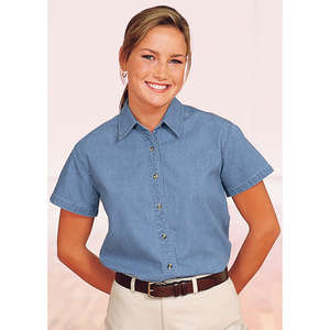 Port and Company Ladies Short Sleeve Value Denim Shirt - Dark/All 