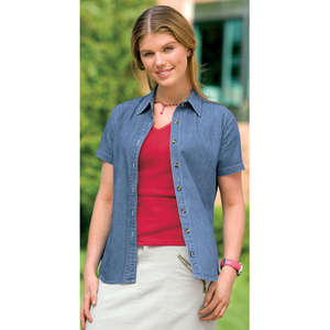 Port and Company Ladies Short Sleeve Value Denim Shirt - Dark/All 